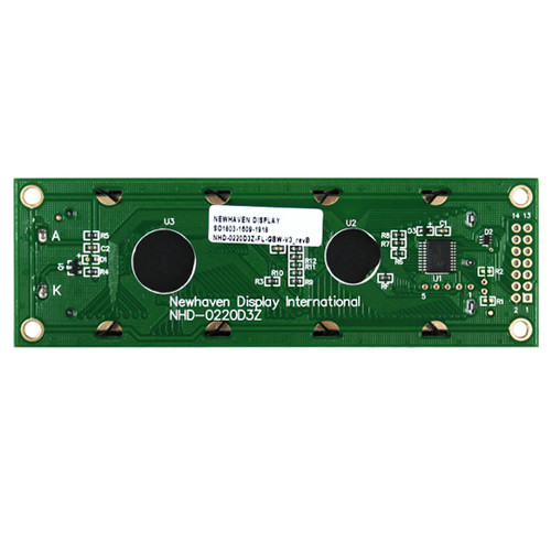 2x20 Caracteres Serial LCD STN Gris con Retroiluminación Amarillo/Verde PCB Trasera