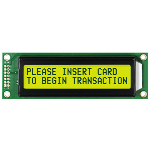 2x20 Character Serial LCD STN Gray with Yellow/Green Backlight Front On