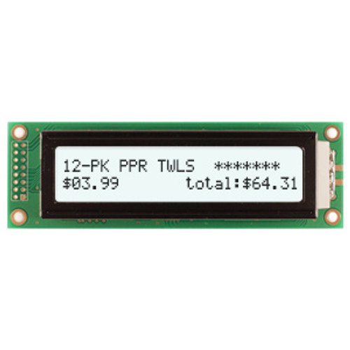 2x24 caracteres LCD FSTN+ Luz de fundo branca Ligada Frente