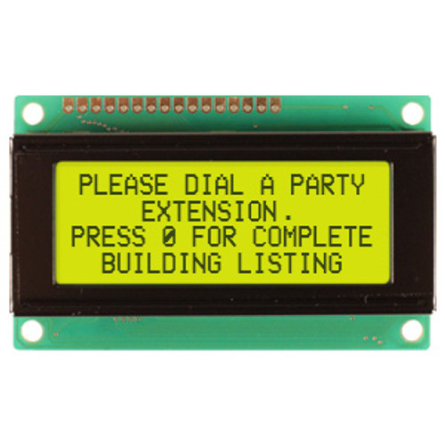 4x20 Character LCD STN Yellow Green with Y/G Backlight Front On