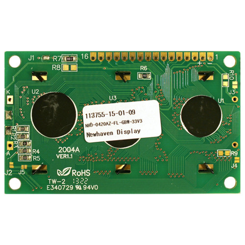4x20 znaków LCD STN Gray z żółto-zielonym podświetleniem PCB Back