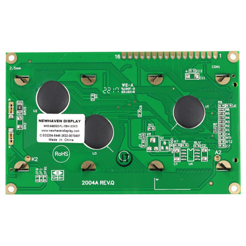 20x4 Character LCD STN Yellow/Green with Y/G Backlight PCB Back