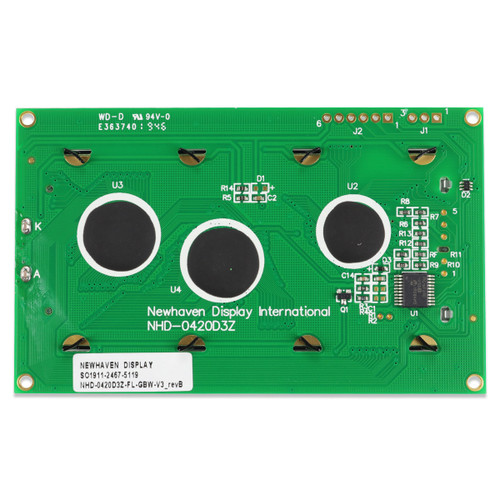 20x4 Character LCD Serial interface STN Gray with Yellow/Green Backlight Display PCB Back