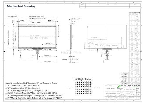 Specification drawing for NHD-10.1-1024600AF-LSXV#-CTP