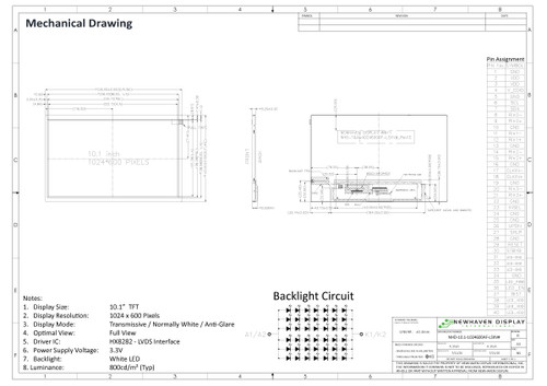 Specification drawing for NHD-10.1-1024600AF-LSXV#