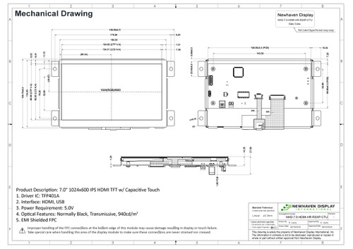 Specification drawing for NHD-7.0-HDMI-HR-RSXP-CTU