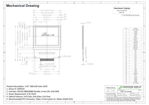 Drawing Specification for NHD-1.45-160128G