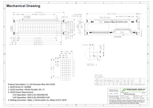 Drawing Specification for NHD-0216CW-AB3