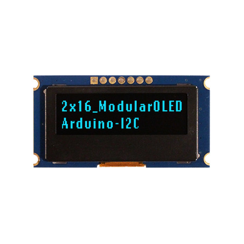 OLED 2x16 Character Blue Modular front ON