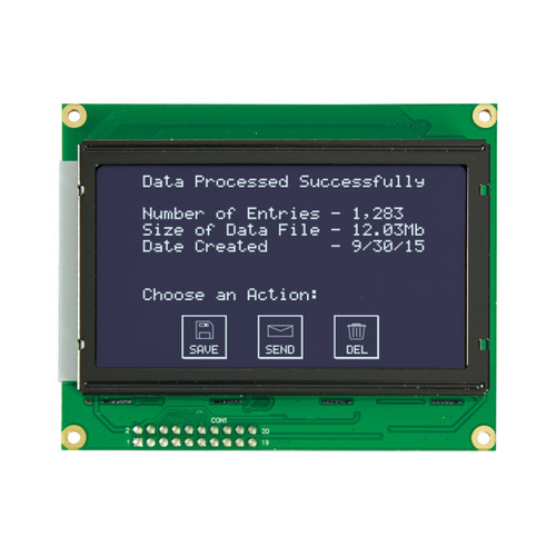 128x64 Grafik-LCD FSTN- mit weißer Hintergrundbeleuchtung Display vorne ON