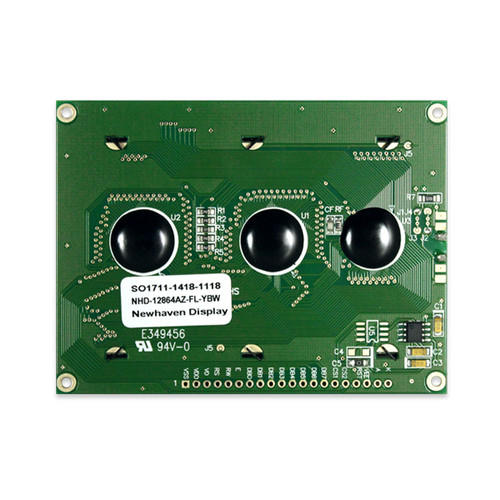 128x64 Graphic LCD STN+ Amarillo/Verde con retroiluminación YG Display PCB back