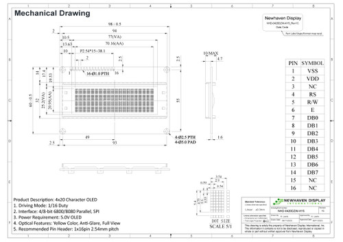 Drawing Specification for NHD-0420DZW-AY5