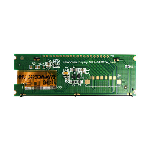 White 20x4 character Slim OLED display PCB back