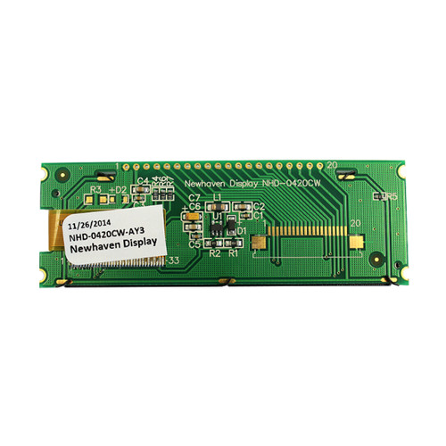 Geel 4x20 karakter Slim OLED display PCB achterkant