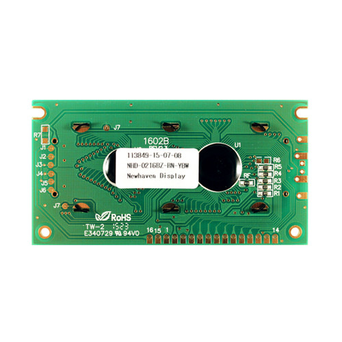 LCD 2x16 Character STN + Yellow/Green display PCB back