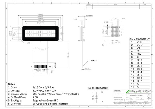 Specification Drawing for NHD-02161Z-FSY-YBW-C