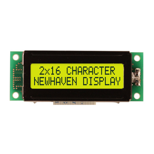 LCD 2x16 Character Yellow/Green Backlight Display Front ON bijgesneden
