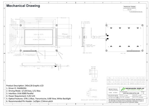 240x128 Graphic LCD Module | STN - Blue with White Backlight