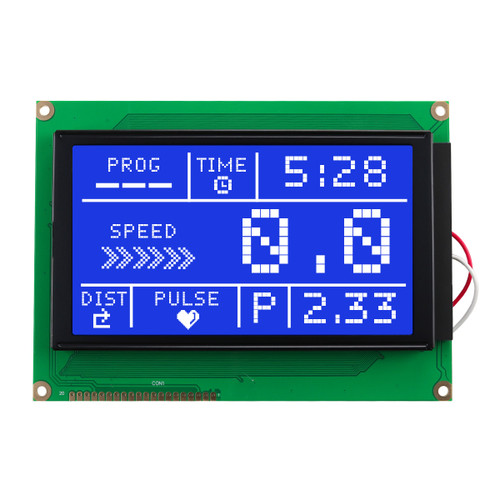 240x128 Graphic LCD STN- Blue with White Backlight Display front ON