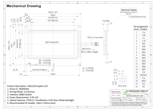 Drawing Specification for NHD-240128WG-BTFH-VZ#