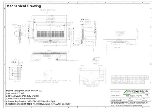 Specification Drawing for NHD-C0220BA-FSW-FTW