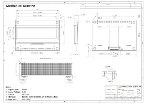 Drawing Specification for NHD-2.23-12832UCW3