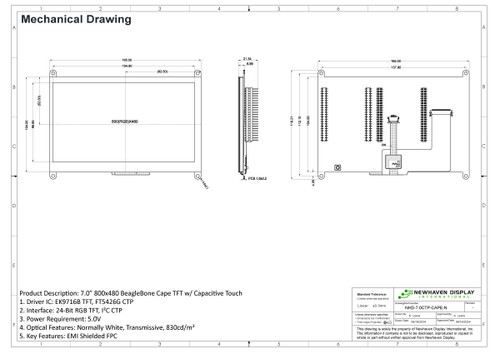 Drawing Specification for NHD-7.0CTP-CAPE-N