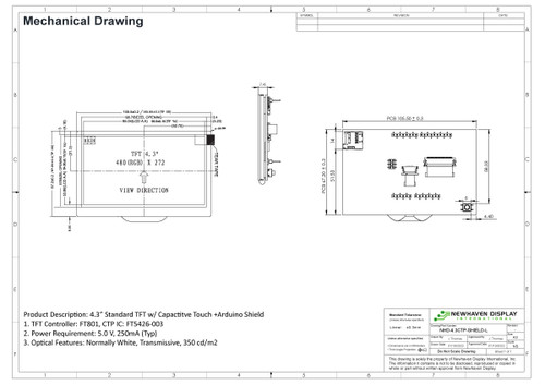 Drawing Specification for NHD-4.3CTP-SHIELD-L