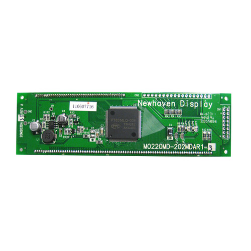 Backside view of the circuit board on the back of a VFD showcasing various components.