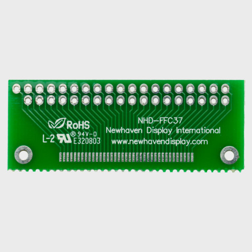 The front of a green circuit board with 37-pin FFC solder pads and 37 thru-hole connection points.