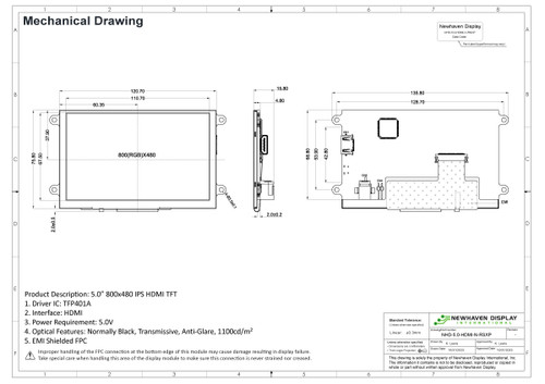 Disegno delle specifiche per NHD-5.0-HDMI-N-RSXP