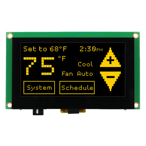 2.7 inch Yellow Graphic OLED Module with Capacitive Touchscreen and Connector front cropped