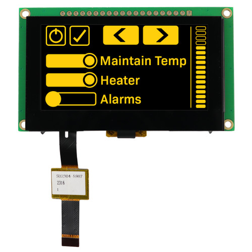 2.7 inch Yellow Graphic OLED Module with Capacitive Touchscreen front ON