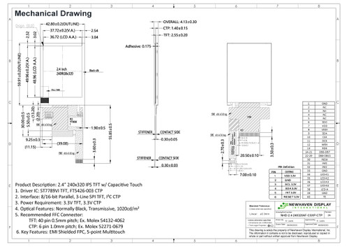 Drawing Specification for NHD-2.4-240320AF-CSXP-CTP