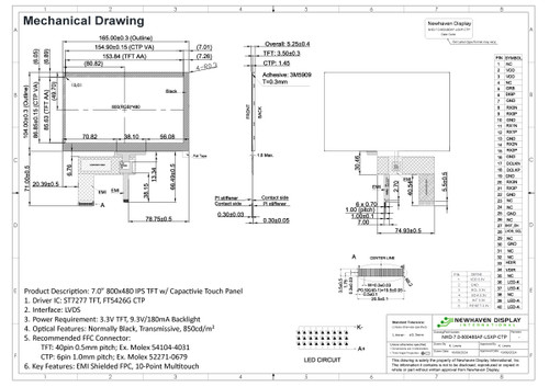 Specification drawing for NHD-7.0-800480AF-LSXP-CTP
