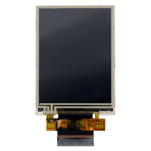 Front view of a 2.8-inch TFT LCD with an attached 45-pin FFC and an inactive black screen.