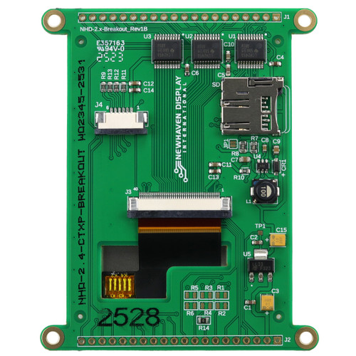 Back view of a green circuit board that shows various components, connections, and a microSD card reader.
