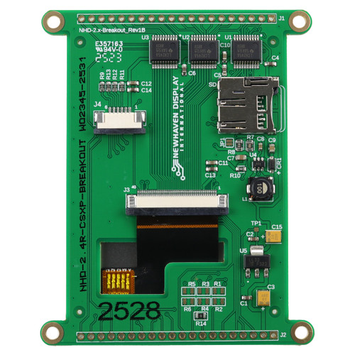 Back view of a green circuit board that shows various components, connections, and a microSD card reader.