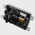 Angled view of a black HDMI PCB featuring various components and durable mounting bracket.