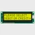 Front view of a 16x2 character LCD with a backlit yellow-green screen showing a payment method selection prompt in dark text.