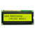 Front view of a 20x2 character LCD with a backlit yellow-green screen showing dark text.