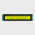 Front view of a 20x2 character LCD with a backlit yellow-green screen showing a results processing notification in dark text.