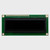 Front view of a 16x2 character OLED display module on a green PCB with an inactive black screen.