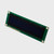 A 16x2 character modular OLED display on a green PCB with an inactive black screen, and the right side angled toward the viewer.