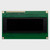 Front view of a 20x4 character OLED display module on a green PCB with an inactive black screen.