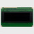 Front view of a 20x4 character OLED display module on a green PCB with an inactive black screen.