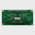 Backside of a green OLED module PCB showcasing various components and the 1x20 thru hole connection points.