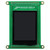 Front view of a green circuit board with an integrated 2.4-inch IPS TFT display that is turned off and black.
