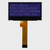 Front view of a 4x20 character LCD showing dark gray text on dark blue screen indicating the backlight is powered off.