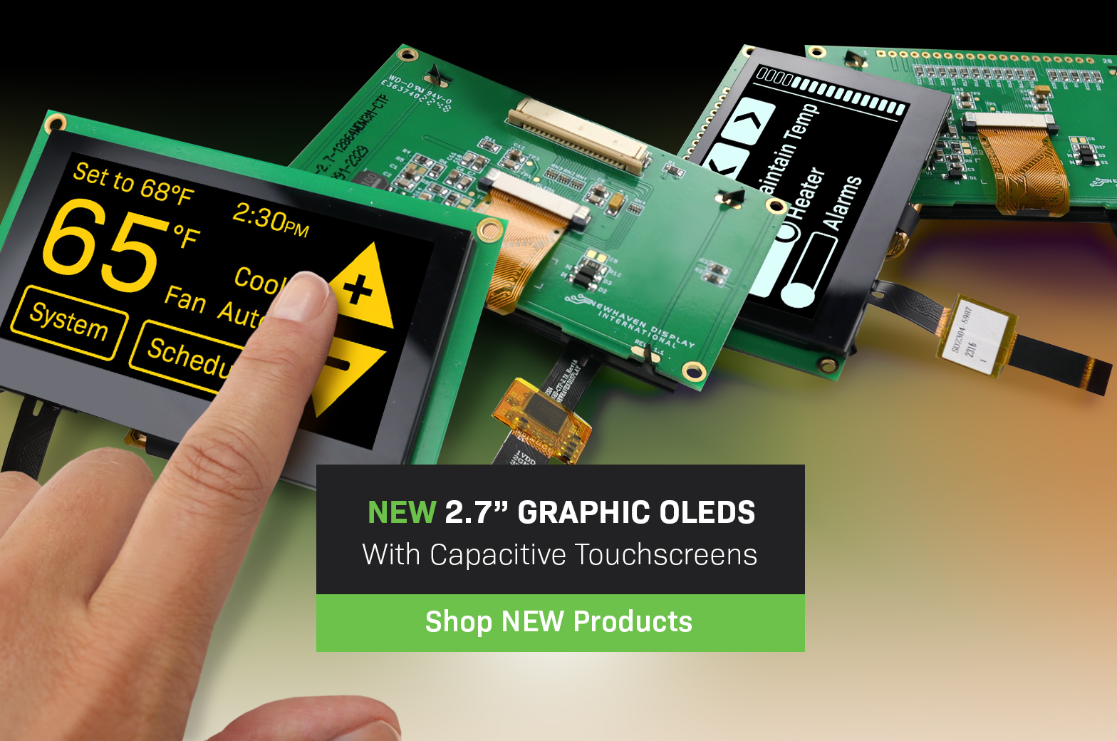 New 2.7" Graphic OLEDs with Capacitive Touchscreen